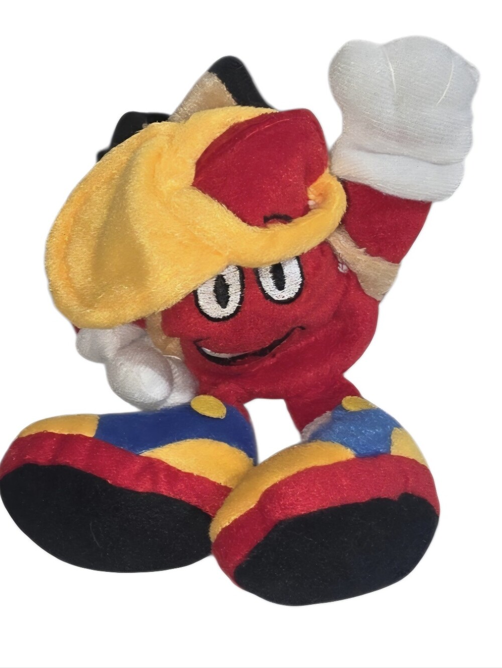 Red Plush Character Toy with Yellow Hat - Kids Toy